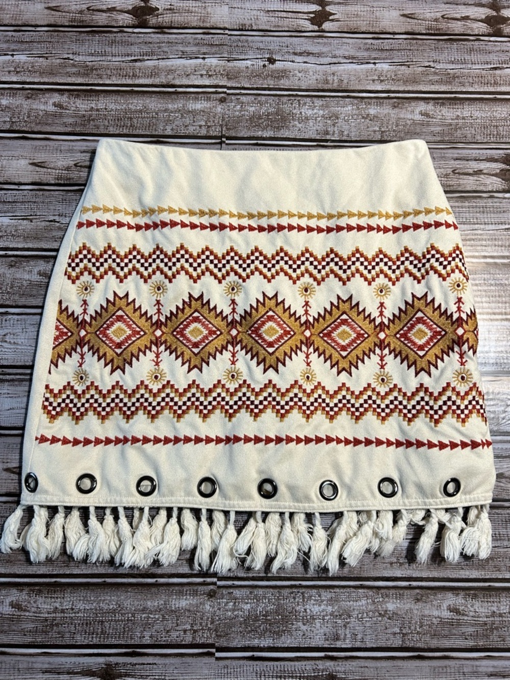 Savanna Jane Western Boho Skirt with Aztec Embroidery Size Medium
